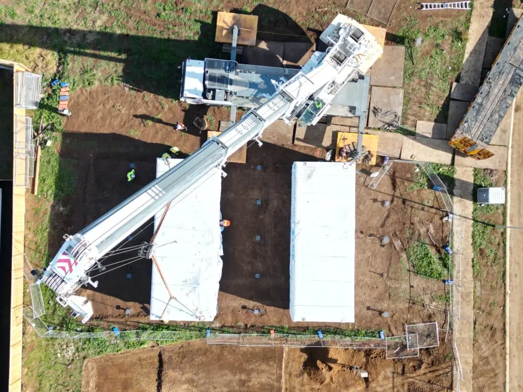 Melbourne Cran company Combination Cranes - Mobile crane hire - Site drone view